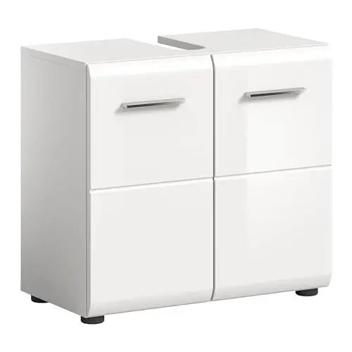 Produktbild: xonox.home Badezimmer Ice Waschbeckenunterschrank Badunterschrank Waschbecken Unterschrank Schrank Waschtisch Unterschrank in weiß Nb. und weiß Hochglanz tiefzieh ca.60x54x32cm