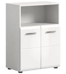 Produktbild: xonox.home Badezimmer Ice X86A9715 Kommode breit Standschrank Schrank in Front weiß Hochglanz Korpus weiß Nb ca. 60x80x30 cm