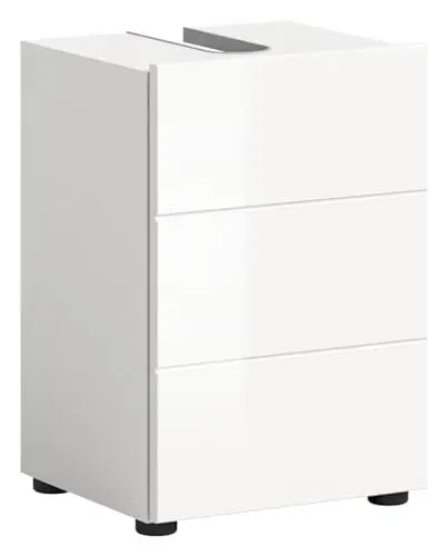 Produktbild: xonox.home Badezimmer Vira X2LA9703 Waschbeckenunterschrank Unterschrank Schrank in Front weiß Hochglanz Tiefzieh Korpus weiß Melamin ca. 38x56x34 cm