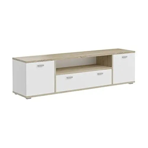 Produktbild: xonox.home Kommode Cosmo Lowboard TV-Bank Schrank in Front weiß Nb. Korpus Sonoma Eiche Nb. ca.181x49x40 cm