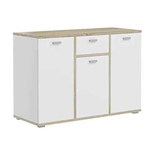 Produktbild: xonox.home Kommode Cosmo Sideboard Kommode Schrank in Front weiß Nb. Korpus Sonoma Eiche Nb. ca.120x84x48 cm Soft Close