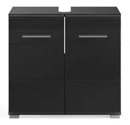 Produktbild: xonox.home Waschbeckenunterschrank Badezimmer Waschbecken schwarz Hochglanz Unterschrank 60 x 56 cm Linus