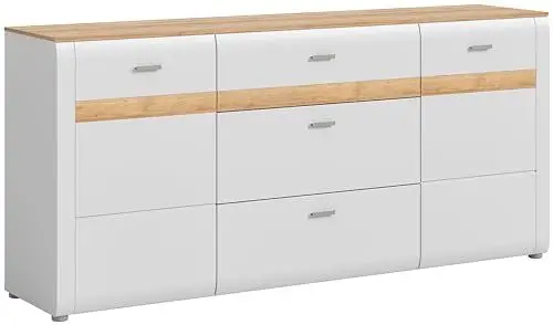Produktbild: xonox.home Wohnen Ashton X3WH2T01 Sideboard Kommode Schrank in AshGray matt Nb., Absetzung Eiche Rivera Nb., ca. 185x86x43 cm