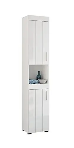 Produktbild: xonox.home X19 A9 711 Snow Badschrank Hochschrank, Badschrank weiß Hochglanz ca. 190x36x32 cm