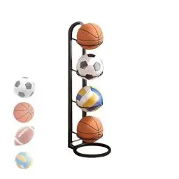 Produktbild: XPJBKC 4-stufiger Ballständer, Ball Aufbewahrung, Vertical Ballregal Fußball Ständer, Ballaufbewahrungsregal Basketball Holder, Abnehmbare Basketball Halter, Ball Storage Rack Sportgeräte Organizer