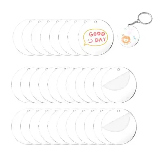 Produktbild: XPJBKC Acrylscheibe Rund, 30 Stück 10 CM Transparent, 2 mm Dicke, Mit Loch für Paletten, Malerei, Einrahmen, Schlüsselanhänger