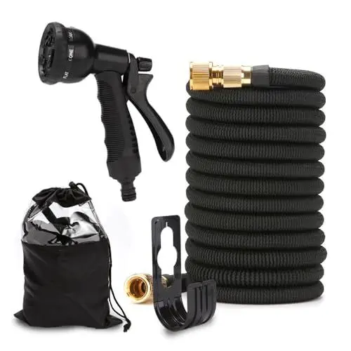 Produktbild: XPJBKC Gartenschlauch Flexibel, 100ft/30m Wasserschlauch Flexibel mit 8 Strahlarten, Flexibler Gartenschlauch mit Soliden Messinganschlüssen, FlexiSchlauch Garden Hose für Bewässerung im Gartenbau