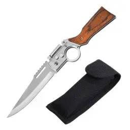 Produktbild: XPJBKC Jagdmesser Klappmesser, 21 x 4.3cm Klappmesser Holzgriff mit Gürteltasche, 3 in 1 Multifunktions Survival Messer mit LED Licht,Taschenmesser Outdoor für Camping,Jagd,Angeln,Geschenke für Männer