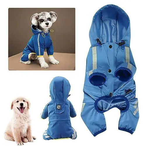 Produktbild: XPJBKC Regenmantel Hund, Hunde Regenmantel Kleine Hunde,Regenjacken für Hunde mit Kapuze und Reflektoren Mit Kapuze Hunderegenjacke Wasserdichter Slicker Poncho für Kleine Mittelgroße Hunde (S)