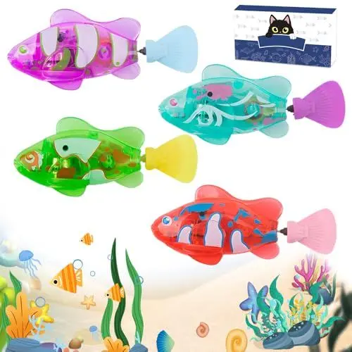 Produktbild: XPJBKC Robo Fish, 4 Stück Robofische mit Licht, Robo Fisch Badewanne Spielzeug Elektrisch, Schwimmende Roboter Fisch Spielzeug, Wiederverwendbare Roboter Fische Pool Spielzeug für Kinder Haustiere