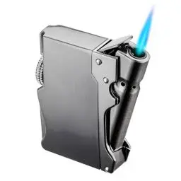 Produktbild: XPJBKC Sturmfeuerzeug Jetflamme, Metall Feuerzeug Sturmfeuerzeug Gas Nachfüllbar, Einstellbare Jet Lighter, Vatertagsgeschenk für Papa für Küche, Grill, Camping(Ohne Gas)