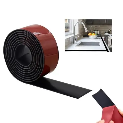 Produktbild: XPJBKC Übergangsprofil Selbstklebend, Übergangsleiste Bodenleiste, Türleisten Boden Übergangsschiene Ohne Bohren, Übergangprofil Türschwellen Leiste Abdeckleiste für Fliesen Holz, 4cm × 3m (Schwarz)