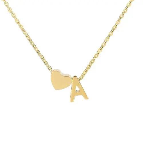 Produktbild: XQMMGO Gold Initialen A-Z Herz Damen Kette, mit Buchstaben für Frauen Mädchen, Herzkette goldene kette, Schmuck, Geschenke für Familie, Mutter, Schwester, Ehefrau (A)