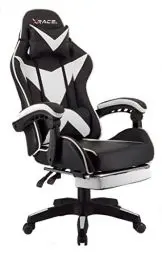 Produktbild: xRace Gaming Stuhl, Bürostuhl, Ergonomischer Pc Stuhl, Gaming Sessel aus Leder mit Lendenwirbelstütze, Verstellbarer Drehbarer, Task Stühle mit Fußstütze und Kopfstütze, Weiß