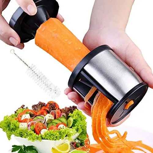 Produktbild: XREXS Gemüsenudeln Spiralschneider Edelstahl Spiralschneider Hand mit Bürste, Gemüsespaghetti Gemüsehobel für Karotte, Gurke, Zucchini