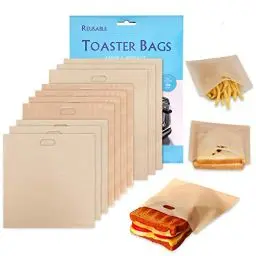 Produktbild: XREXS Non-Stick Wiederverwendbare Toastabags Waschbar, 10 Stück Teflon Toaster beutel für Toast Sandwich Panini Snacks, Sandwich-Bag Anzug für Mikrowelle Grill Toaster LFGB Zertifizierung