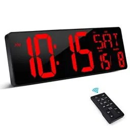 Produktbild: XREXS Wanduhr Digitale Groß mit Fernbedienung, 16,5'' Wanduhr Digital Uhr mit LED-Display, Digitale Wanduhr mit Einstellbarer Helligkeit, Wanduhr mit Uhrzeit/Datum/Temperatur