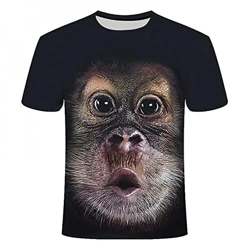 Produktbild: XRHYJK Herren 3D Druck T-Shirt Atmungsaktives Freizeit-T-Shirt Mit 3D-Druck, Tier, AFFE, Kurzarm, Gorilla, Lustiges Design, Sport, Freizeit, Top-Tier