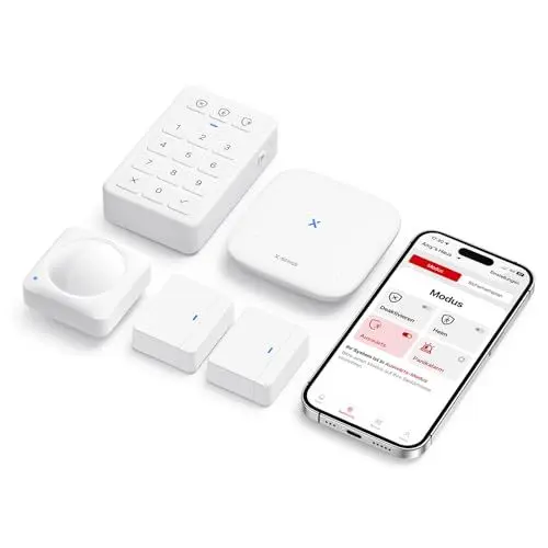Produktbild: X-Sense Alarmanlage Haus & Wohnung AS05, WLAN Türalarm und Fensteralarm mit App, Smart Alarm-Set mit Türsensor und Fenstersensor, Bewegungsmelder, Home Keypad mit Paniktaste, Funktioniert mit Alexa