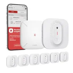 Produktbild: X-Sense Funkvernetzbarer Rauchmelder WLAN, Feuermelder mit Sprachausgabe-Alarm und Standort, mit SBS50 Basisstation, Rauchmelder Smart, austauschbarer Batterie, XP02S-MR61, 6 Stück