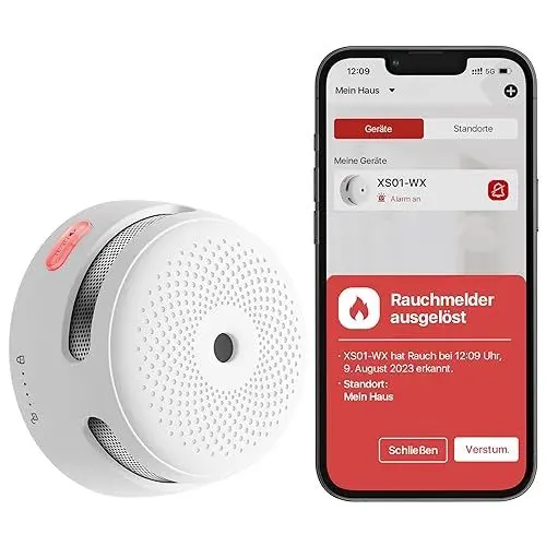 Produktbild: X-Sense Intelligenter Rauchwarnmelder mit photoelektrischem Sensor und austauschbarer Batterie, WLAN-Rauchmelder, App-Benachrichtigungen, XS01-WX, entspricht dem TÜV Rheinland & EN 14604, 1er Pack