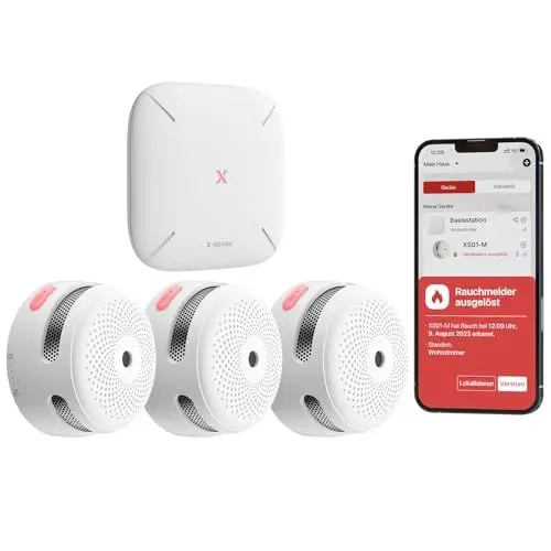 Produktbild: X-Sense Smart Rauchmelder XS01-M mit SBS50 Basisstation, Zertifiziert nach EN 14604, Funkrauchmelder mit WLAN, vernetzbarer Feuermelder, kompatibel mit der X-Sense Home Security App, FS31, 3 Stück