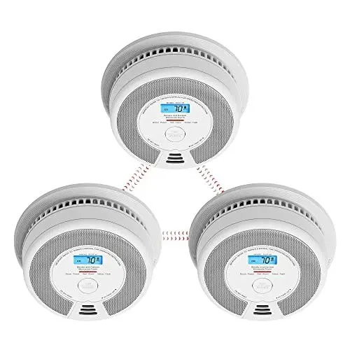 Produktbild: X-Sense Vernetzbarer kombinierter Rauch- und Kohlenmonoxid-Melder mit LCD Anzeige & 10 Jahres Batterie, Keine Apps und SBS50 Basisstation, SC07-W, 3er Set