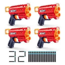 Produktbild: XSHOT Excel Micro 2.0 von ZURU mit 32 Darts, Einfaches Nachladen, Air Pocket Dart Technologie, Schaumstoff-Blaster für Kinder, Teenager und Erwachsene (4 Schaumstoff-Blaster mit 32 Darts)