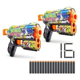 Produktbild: XSHOT Skins Flux Blaster Sonic Hyper Spike, Sonic The Hedgehog Design with 16 Darts, Easy Reload, Air Pocket Dart Technology, Toy Foam Blaster for Kids, Teens and Adults (2 Blasters, 16 Darts)