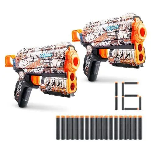 Produktbild: XSHOT Skins Flux Blaster Sonic Retro, Sonic The Hedgehog Design with 16 Darts, Easy Reload, Air Pocket Dart Technology, Toy Foam Blaster for Kids, Teens and Adults (2 Blasters, 16 Darts)