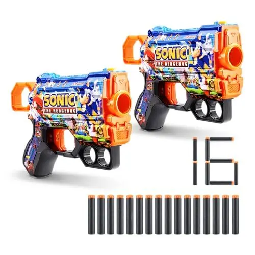 Produktbild: XSHOT Skins Mega Menace Blaster (2 Blasters) – Skin mit Sonic The Hedgehog (16 Darts) von ZURU