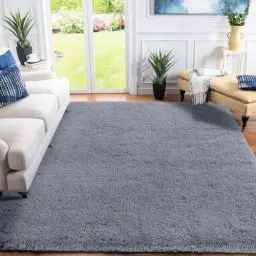 Produktbild: XSIVOD hochflor Wohnzimmer Teppich, Schlafzimmer Bettvorleger, Moderner zottelig flauschig weich Teppiche für Kinderzimmer Anti-Rutsch Unterseite waschbarer Teppich, 80x160 cm, Grau
