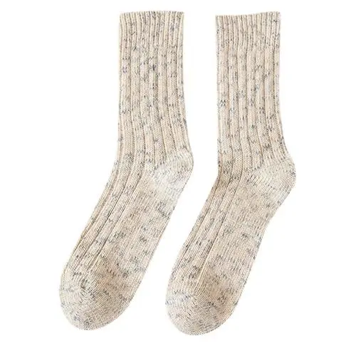 Produktbild: XTBFOOJ Damen StrüMpfe 39-42 Damen-Florsocken, dicke Nadel, dicke Strümpfe Schwarze Strümpfe Damen (AB-White, One Size) Socken Fall Damen Bettsocken Kinder Socken Schwarz Herren