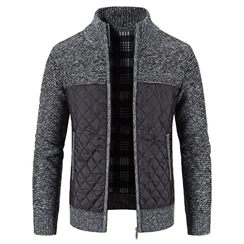 Produktbild: XTBFOOJ sweatshirts herren übergangsjacke 2 strickjacken mit reissverschluss flanell jacke herren outdoor cardigan herren schwarz jacke herren dünne softshelljacke herren