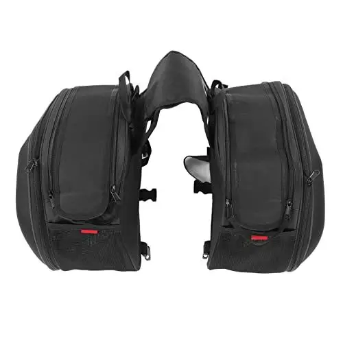 Produktbild: XTevu 1 Paar Motorrad-Satteltasche, 600D Oxford-Stoff, großes Fassungsvermögen, Mehrzweck-Motorrad-Heckseitentaschen, Motorrad-Satteltaschen, 36 l–58 l, großes Fassungsvermögen (Black)