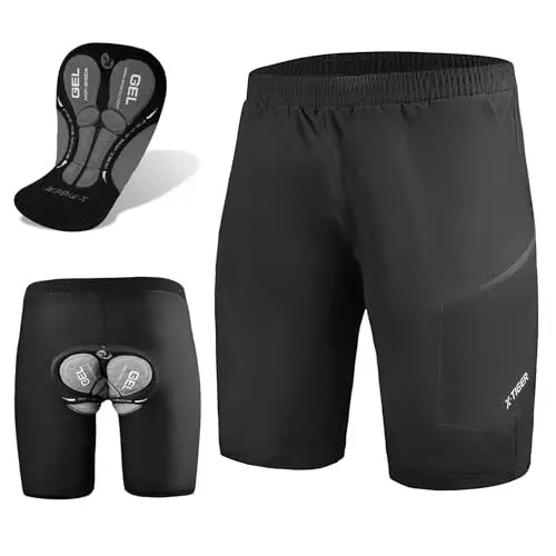 Produktbild: X-TIGER MTB Hose Herren Radlerhose Gepolsterte Fahrradhose Mountainbike Radhose Herren Kurz mit Reißverschlusstasche