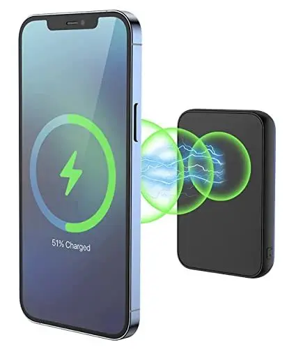 Produktbild: XtremeMac Magsafe Powerbank 10000mAh, Magnetische Externe Batterie für iPhone 15/14/13/12 Serie, USB-C, USB-A und Wireless Powerbank Schnellaufladung, Mini Power Bank PD 20W, Leistungsstark, Schwarz