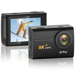 Produktbild: XTU Action Cam 4K 20MP Unterwasserkamera 40M Wasserdicht WiFi Helmkamera mit Zwei Zoll Touchscreen, 170°Ultra Weitwinkel EIS Anti-Shake Actionkameras, Fernbedienung und Zubehörkit Schwarz