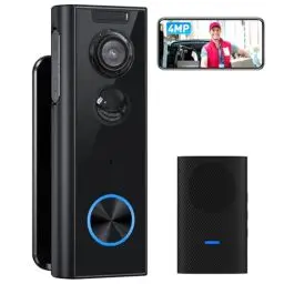 Produktbild: XTU WLAN Video Türklingel mit Kamera 4MP HD Kabellose Video Türklingel mit Gong und Mehrwinklige Halterung, Batteriebetrieben,PIR-Beweg ungserkennung, Nachtsicht, 2-Wege-Audio, Arbeitet mit Alexa