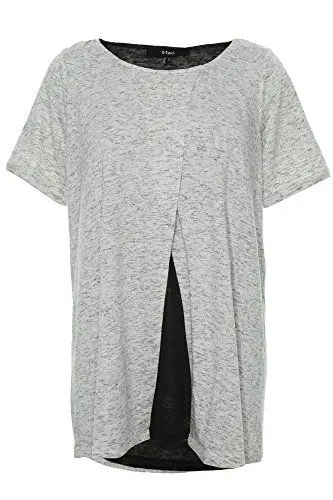 Produktbild: X-Two Jeanay T Shirt Tunika Damen Kurzarm Viskose Lagenlook Plusgröße Übergröße, Farbe:weiß, Damengrößen:46