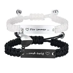Produktbild: XUANPAI Pärchen Armband Magnetische Partnerarmbänder - Herz Edelstahl Paar Armbänder Für Immer...und ewig Personalisierte Gravur Armbänder fur Damen Herren