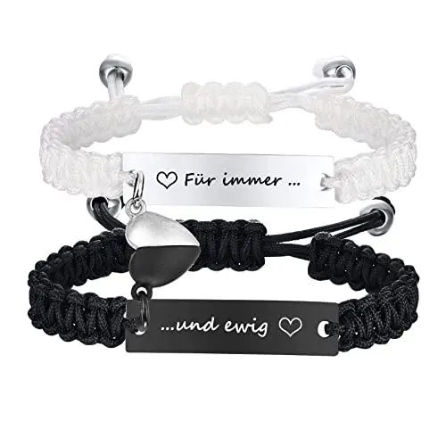 Produktbild: XUANPAI Pärchen Armband Magnetische Partnerarmbänder - Herz Edelstahl Paar Armbänder Für Immer...und ewig Personalisierte Gravur Armbänder fur Damen Herren