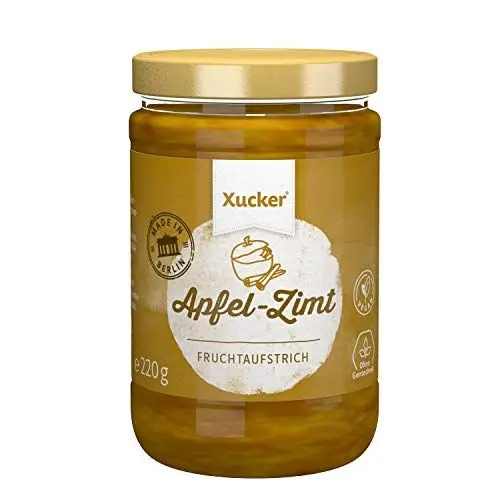 Produktbild: Xucker Fruchtaufstrich Apfel-Zimt gesüßt mit Xylit - 74% Früchte, im 220g Glas, Made in Berlin- vegan, ohne Gentechnik