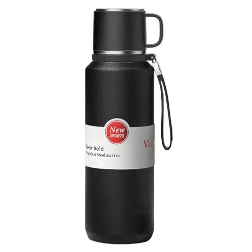 Produktbild: XUDREZ Thermoflasche, auslaufsichere Edelstahl-Metall-isolierte Wasserflasche, doppelwandige Vakuumflasche für heiße und kalte Getränke, Kaffeebecher für Fitnessstudio, Reisen, Sport, Wandern