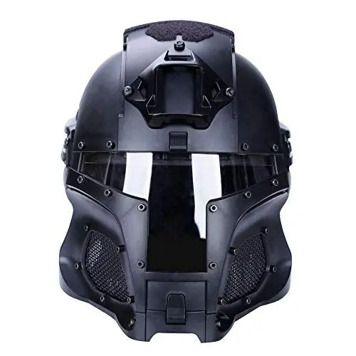 Produktbild: XUE Airsoft Helm mit Maske und Schutzbrille Ausgezeichneter Schutz Full Head Gesichtsmaske Fast Taktische Paintball Helm mit Full Face Gesichtsschutz für Softair Jagd Halloween (Schwarz)