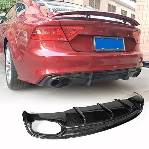 Produktbild: XUETAO Kohlefaser-Heckdiffusor für Audi A7 Sline 2011-2014 S7 2013-2015 Vor-Facelift Sportback Maßgeschneidertes hinteres unteres Stoßstangenlippenspoiler-Bodykit