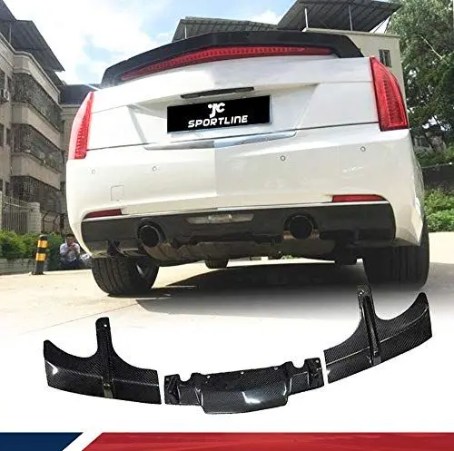 Produktbild: XUETAO Kohlefaser-Heckdiffusor passend für Cadillac ATS Base Sedan 2013-2019 Custom Parts Stoßstangenabdeckung Unterlippe Volant Protector Bodykits (3PCS/Set)
