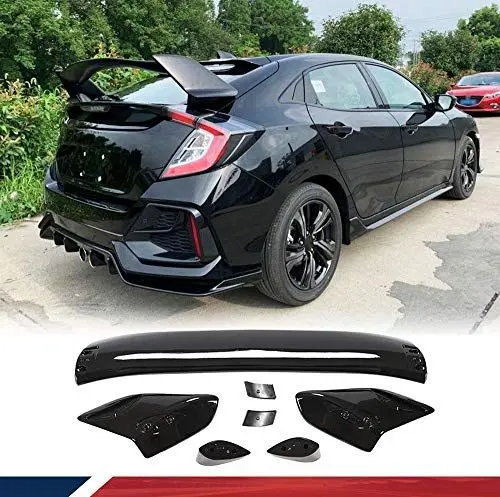 Produktbild: XUETAO Spoiler passend für Honda Civic Hatgchback 2020 Custom Parts Heckspoiler Kofferraumspoiler Fenster Dachspoiler Bodykits (ABS-Glanz Schwarz)
