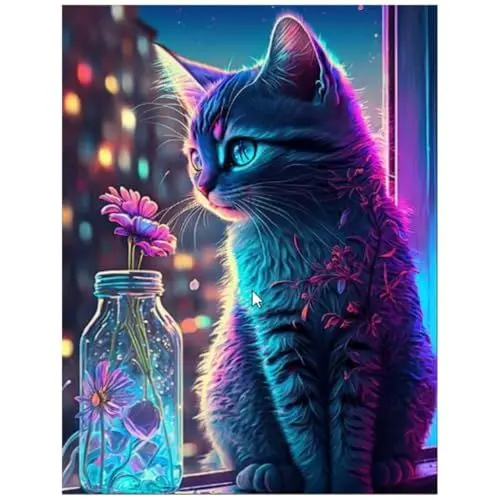 Produktbild: XUIIOSOOKP Diamond Painting Erwachsene, 5D Diamond Painting, DIY Diamant Painting Bilder, Baum Diamant Malerei Stickerei Set für Zuhause Wanddekorationen - 30x40cm/Katze