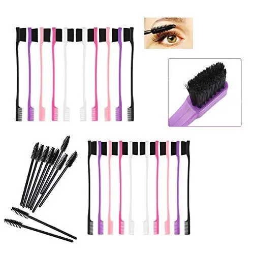 Produktbild: Xumier 30pcs Doppelseitig Kantenkontrolle Haarbürste Haarstyling Kamm Augenbraue Haarbürste Edge Control Brush für Frauen Haarstyling Baby Mädchen + Wimpernpinsel Mascara-Pinsel